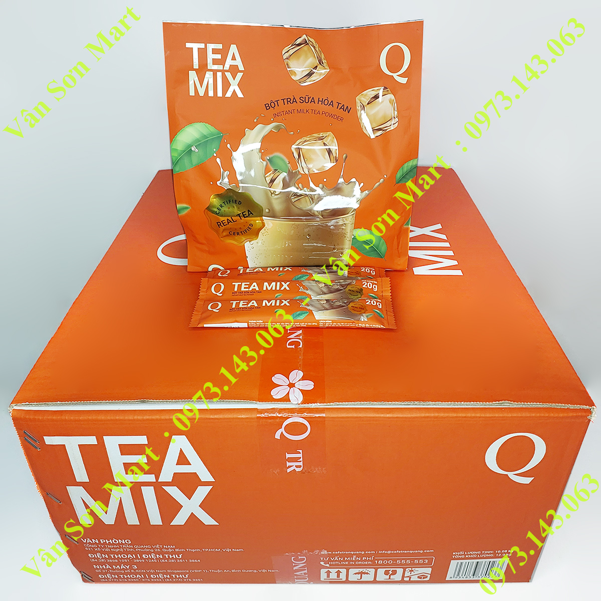 03 bịch Trà sữa Tea mix Trần Quang bịch 480g (24 gói dài nhỏ x 20g)