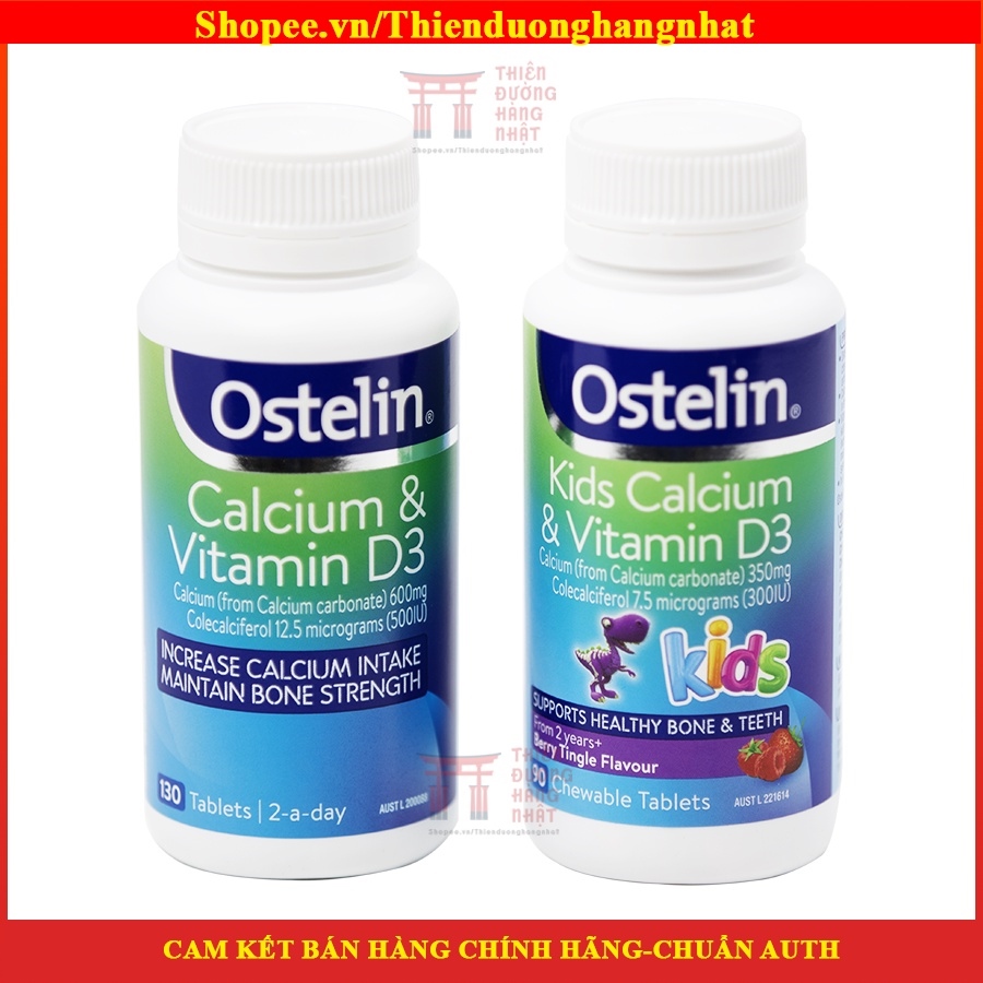 Canxi khủng long/bầu Ostelin Kids Calcium   D3 Úc (90v/130v) phát triển xương răng cho bé và mẹ bầu