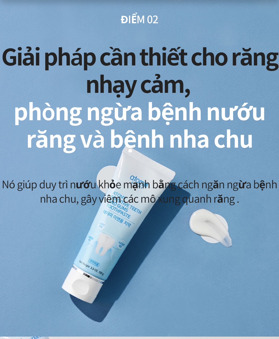 Toothpaste That Eliminates Sensitivity and Sensitivity of Teeth, Restores Tooth Enamel and Prevents Periodontal Disease - Atomy Sensitive Teeth and Gums Toothpaste 100g - 애터미 이앤몸 치약 - Атоми Паста Для Чувствительных Зубов И Десен
