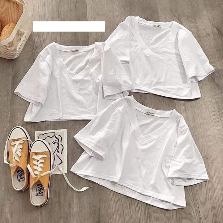 Áo Croptop Cổ Tim Form Rộng (Oversize)