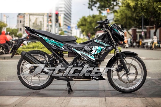 Tem King Drag Satria ( Raider ) Xanh Ngoc Rời Xe Đen