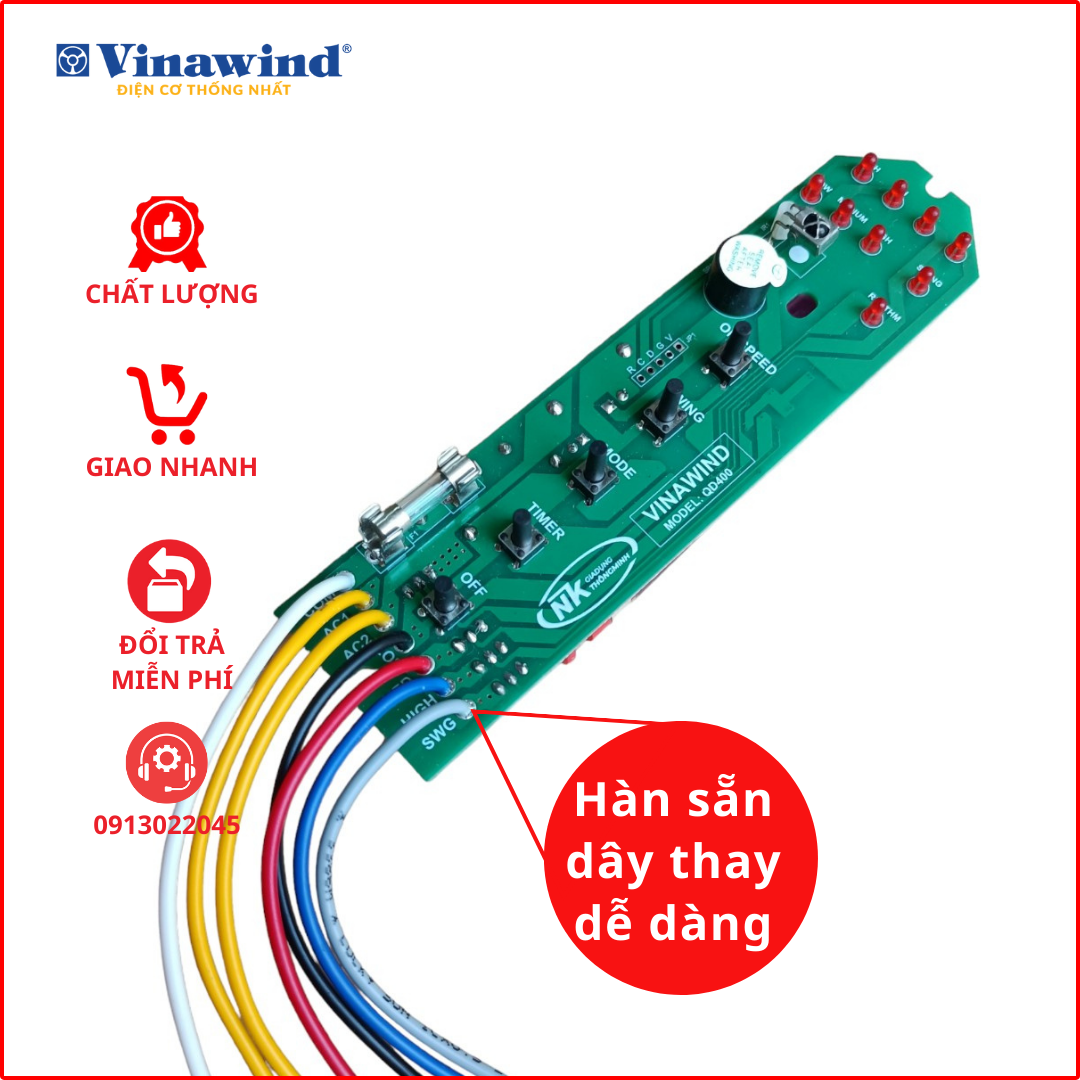 Mạch quạt cây Vinawind - Điện cơ thống nhất (Hàn sẵn dây dài 12cm)