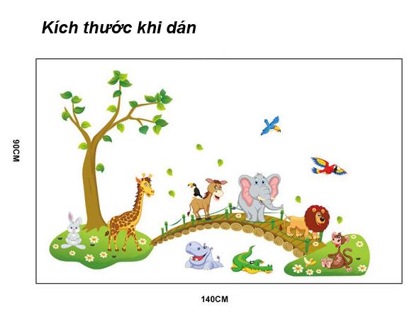 Decal dán tường Thú qua cầu vườn cherry - T59-kiddecals