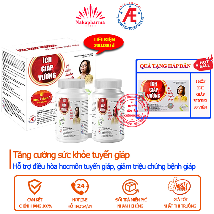 Ích Giáp Vương – Hộp 180 viên tặng ngay Hộp 30v - Bảo vệ tuyến giáp của bạn