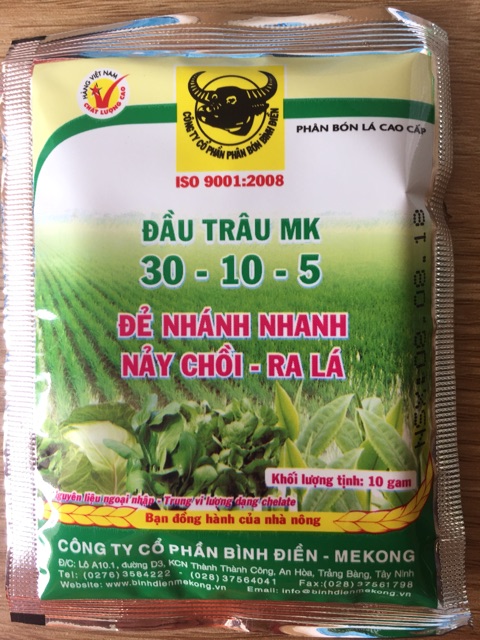 Phân bón lá cao cấp đầu trâu mk.30-10-5-nảy chồi ra lá