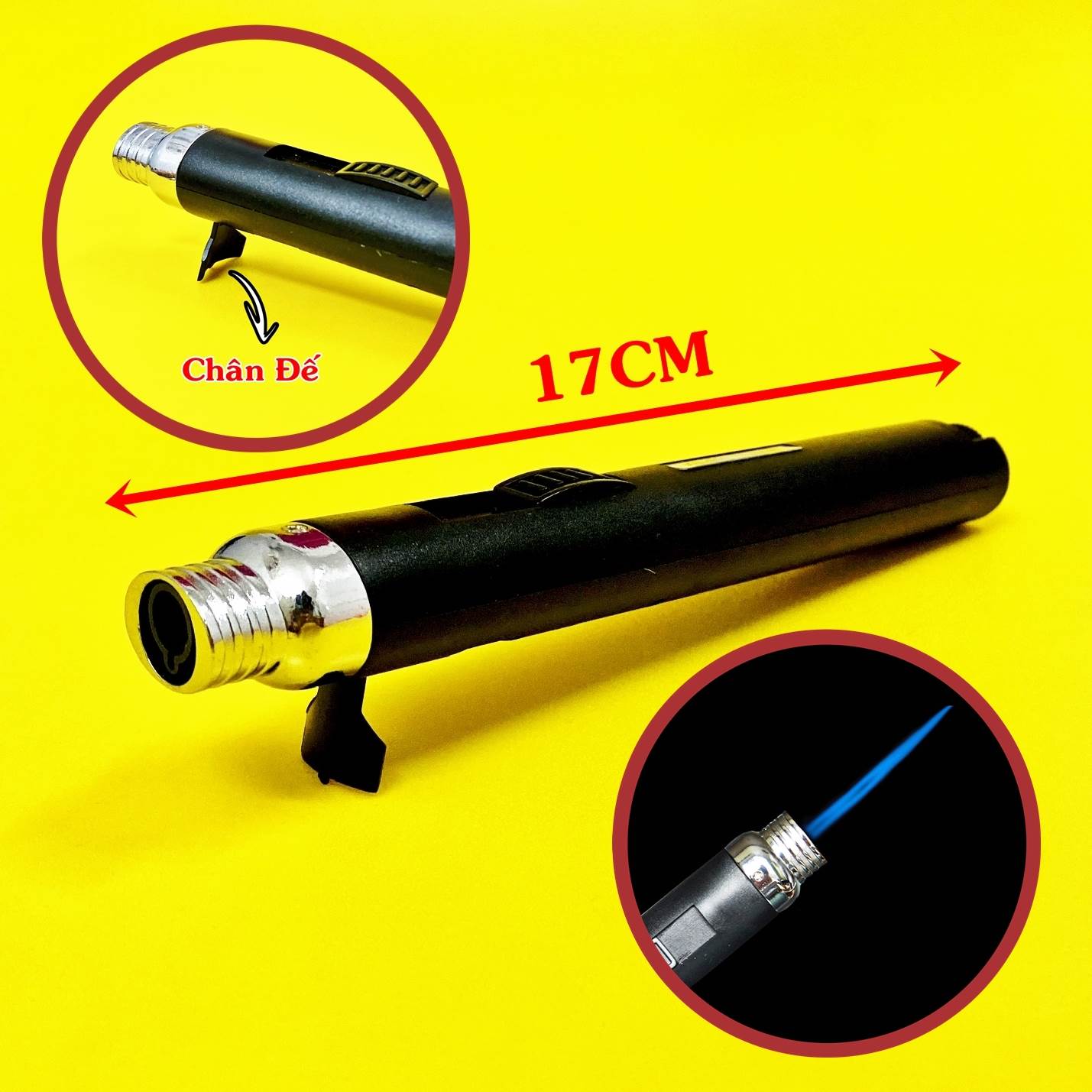 [HCM]BẬT LỬA KHÈ RÃNH TAY XS902 CÓ CHÂN ĐẾ - LỬA HOẢ TIỄN (LỬA KIM) SIZE: 17CM - (XÀI GAS)