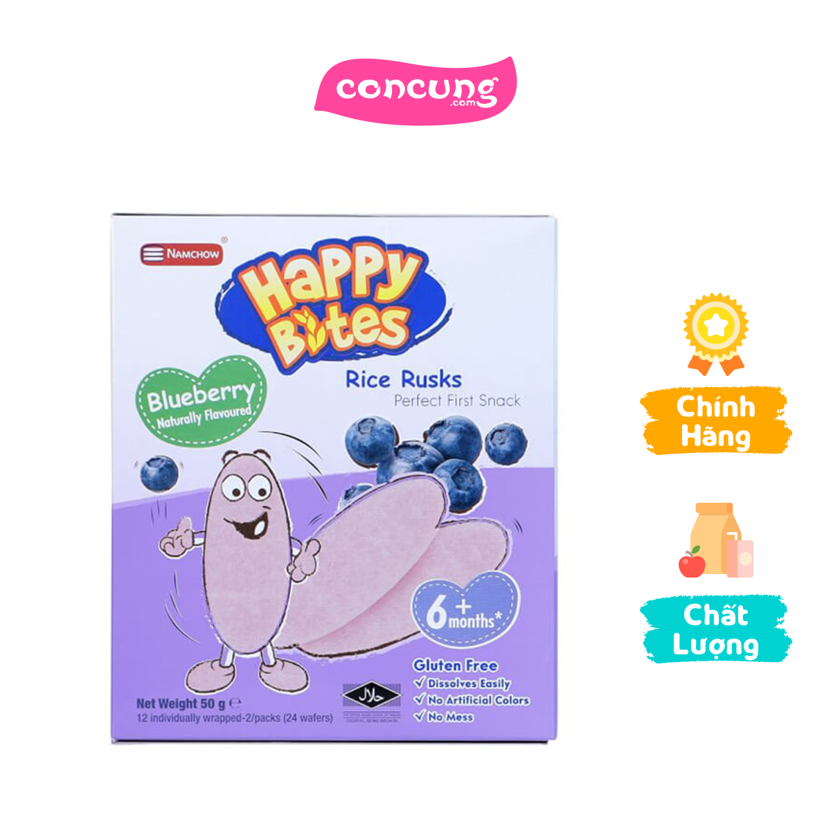 Bánh gạo ăn dặm cho trẻ em happy bites việt quất 50g