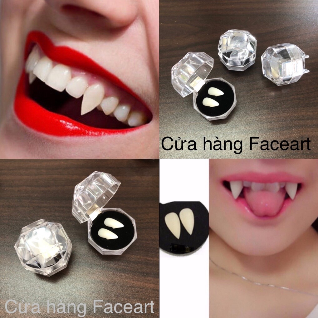 Răng nhọn hoá trang HALLOWEEN - bộ keo dán răng và răng nhọn , răng khểnh hoá trang chuyên nghiệp - răng giả hoá trang