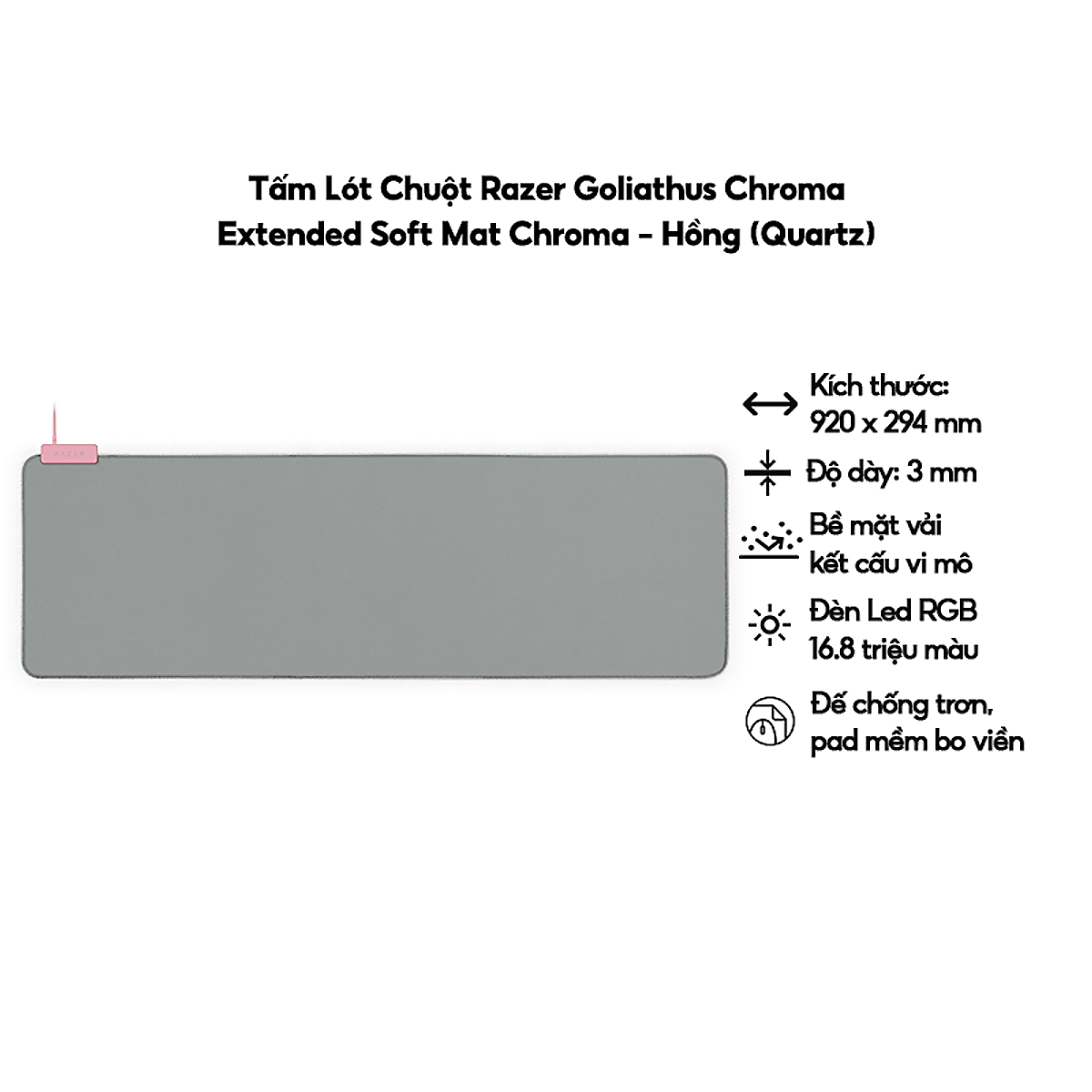 Razer golithus chroma extended mousepad-soft gaming mouse mat-Black/ Mercury/quartz (920x294x3mm) synthetic rubber
