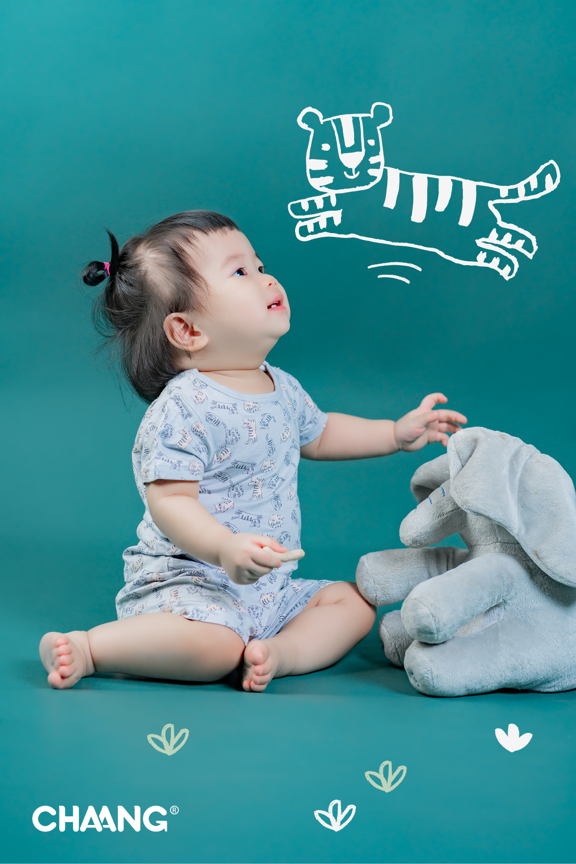 [CHAANG]Bộ cộc cúc vai Tigger hổ xám cho bé Chaang
