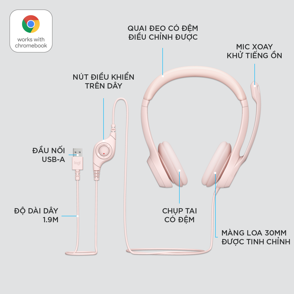 Combo Webcam Logitech C270 & Tai nghe Logitech H390
