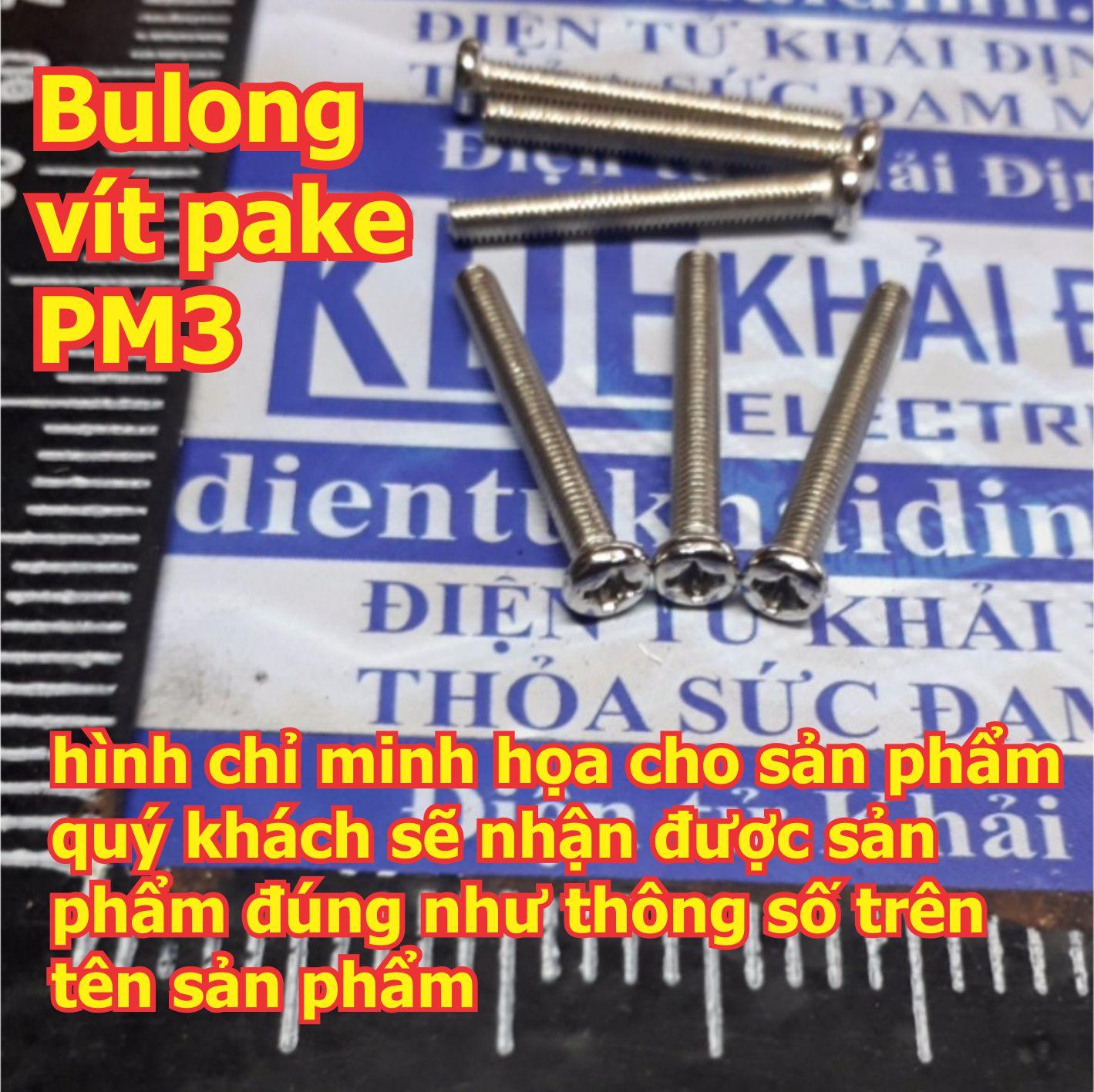 bulong, vít pake M3 PM3 inoc inox 4 chấu đầu +, đầu tròn tù dài 5mm ~ 50mm kde4841