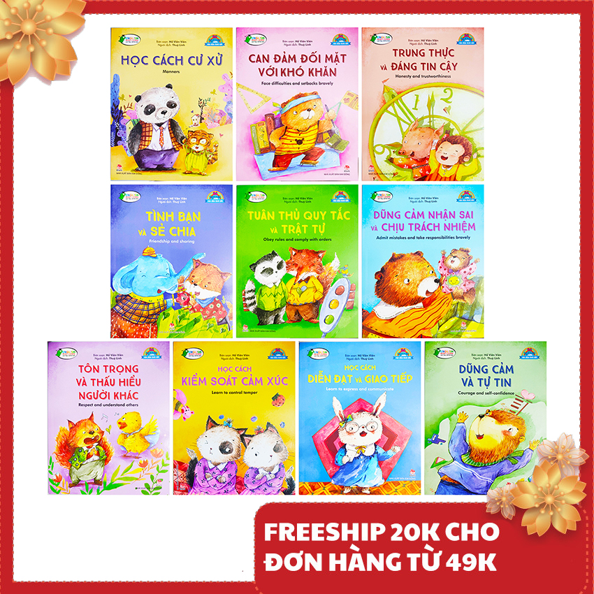 Sách thiếu nhi - Combo 10 cuốn bé ngoan rèn đức tính tốt song ngữ Việt Anh