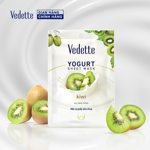 Mặt nạ giấy sữa chua Vedette Kiwi 22ml dưỡng ẩm, củng cố hàng rào bảo vệ da