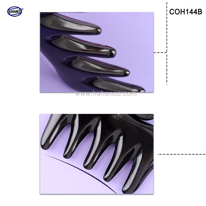 Lược sừng đen 5 răng đẹp (Size: S - 9cm) chải tóc xoăn, rối, xù - Massa đầu giúp lưu thông khí huyết - Hahanco- COH144B