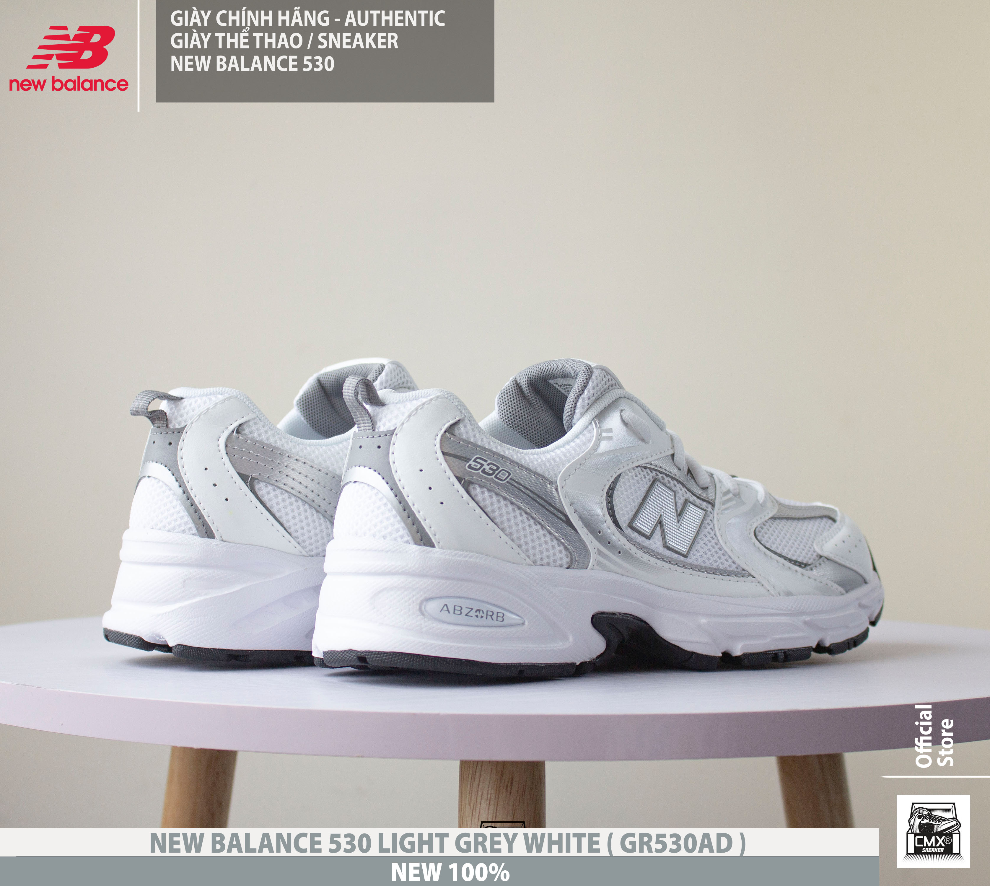 😘 [ HÀNG CHÍNH HÃNG CÓ SẴN ] Giày New Balance 530 LIGHT GREY WHITE ( GR530AD ) - AUTHENTIC 100%