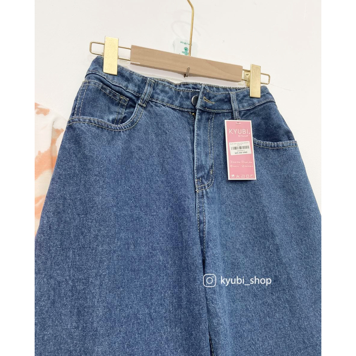 [VOUCHER 12%/149K] Quần Jean baggy nữ ống rộng Ulzzang Kyubi lưng cao xanh đậm có Bigsize - Quần jean paggy Kyubi BJR21.D