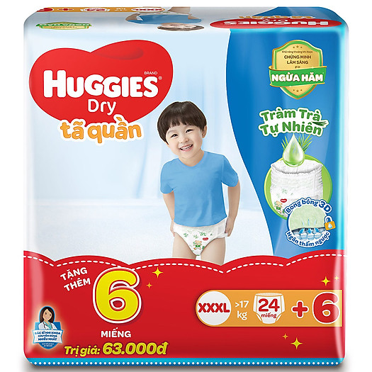 Tã/bỉm quần HUGGIES DRY XXXL22+6 cho bé trên 17kg