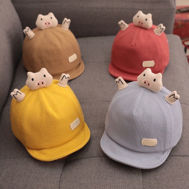 Mũ nón lưỡi trai CHÚ LỢN cho bé trai và gái 3m -2 tuổi