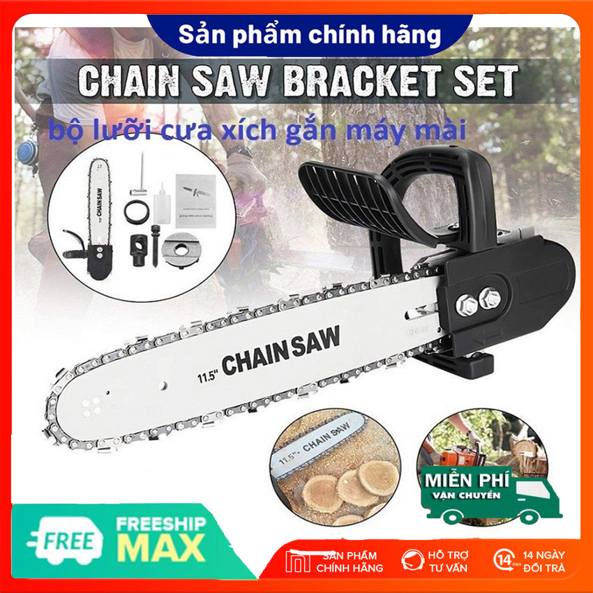 [ HÀNG LOẠI I ] Lưỡi cưa xích gắn máy mài - Lưỡi lam 30 cm - Biến máy mài thành máy cưa gỗ - Chất liệu lam xích: thép đàn hồi - Lưỡi cưa xích: Thép tinh luyện với hàm lượng cacbon cao - Bình tra dầu tự động