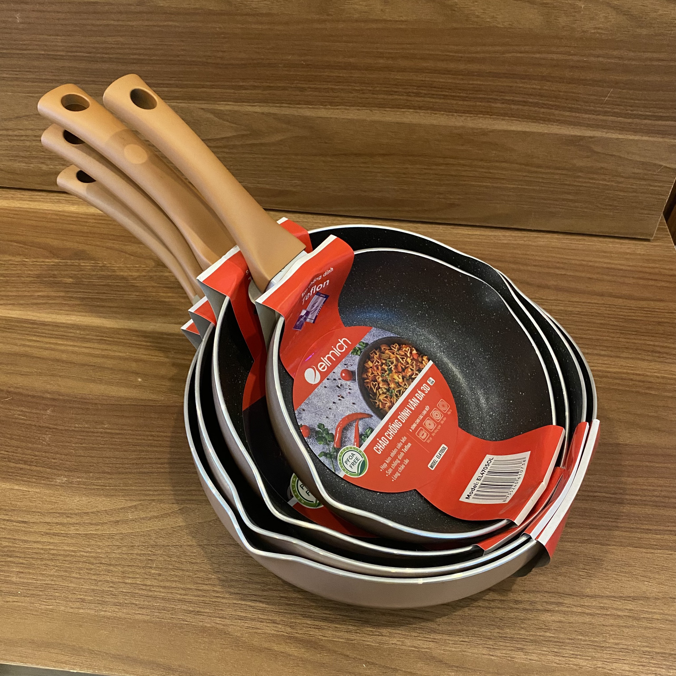 Chảo chống dính vân đá 3D ( Size 20, 24, 26, 28cm)