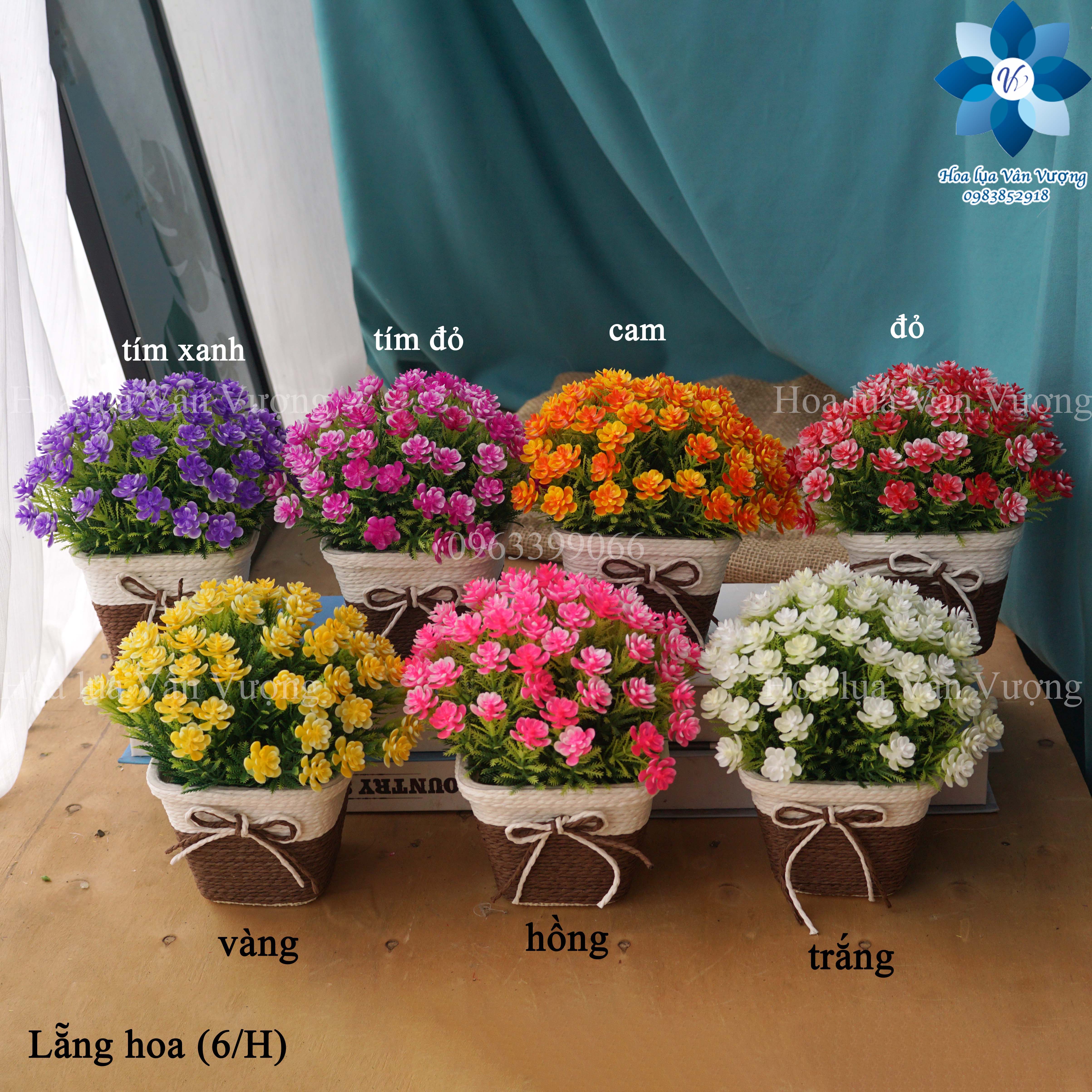 Hoa Lụa Chậu Hoa Giả Để Bàn, Lẵng Hoa