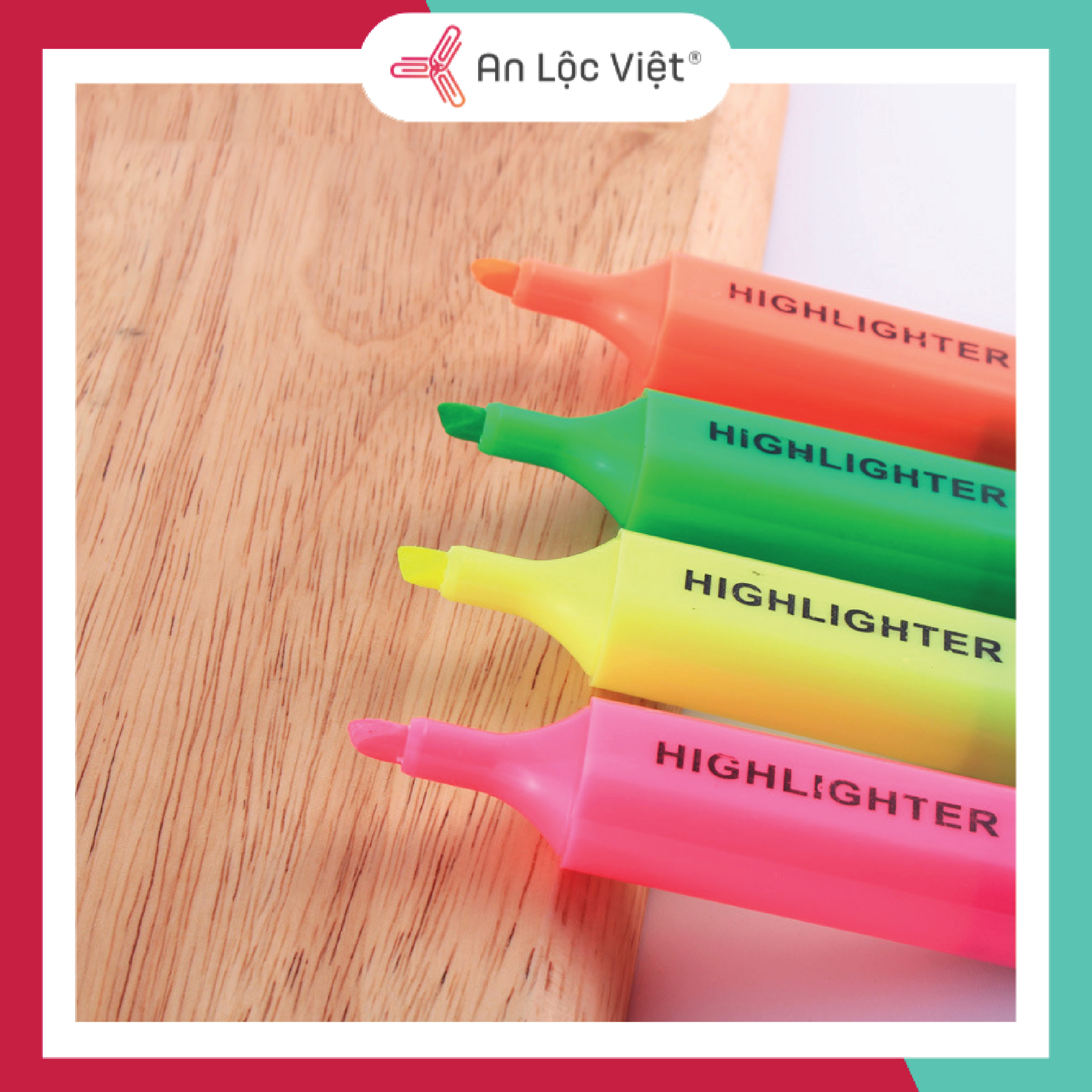 Vỉ 4 cây Bút dạ quang Highlighter, bút đánh dấu