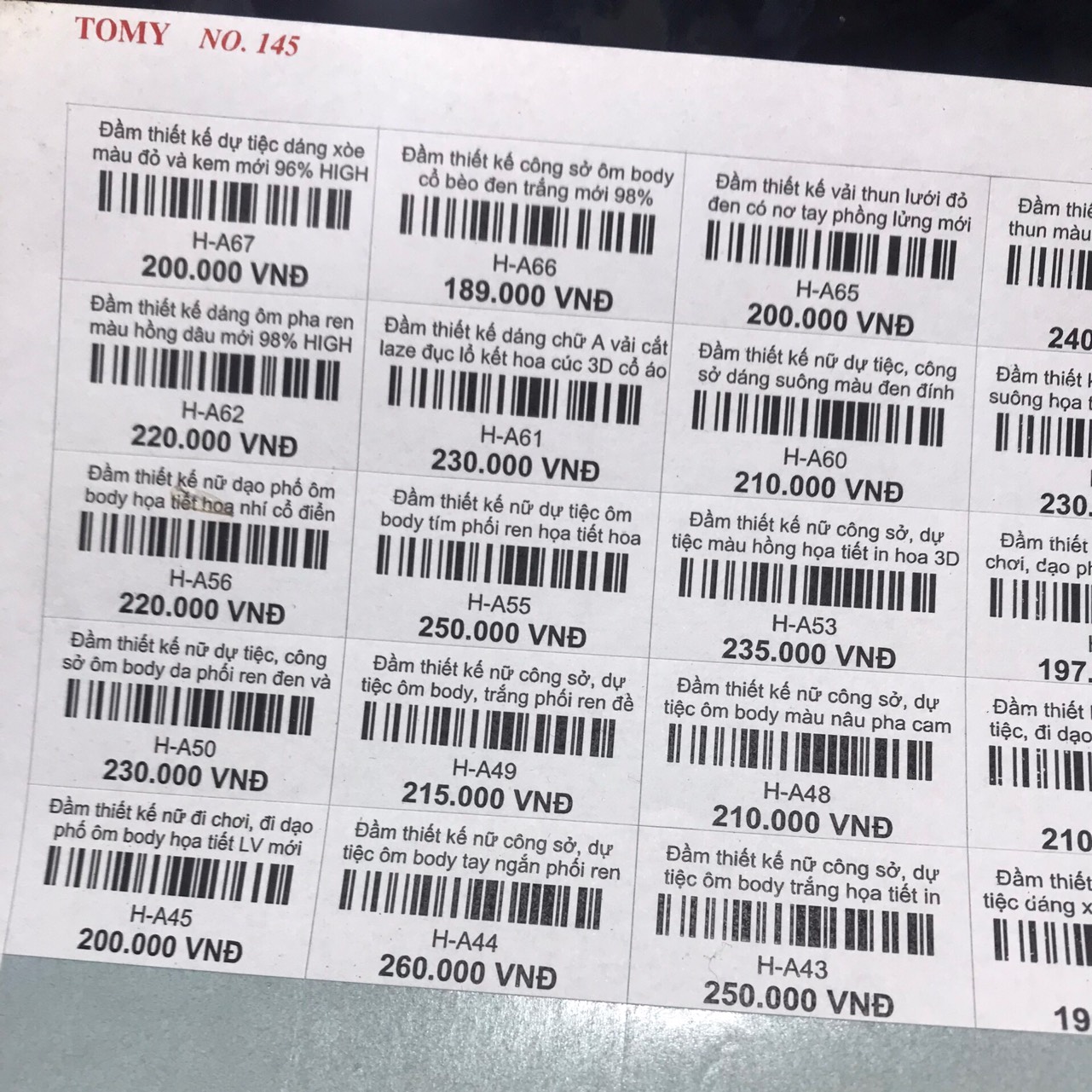 Xấp 20 tờ giấy decal A4 Tomy 145 in mã vạch Mincode, Barcode, QR code, in mã sản phẩm