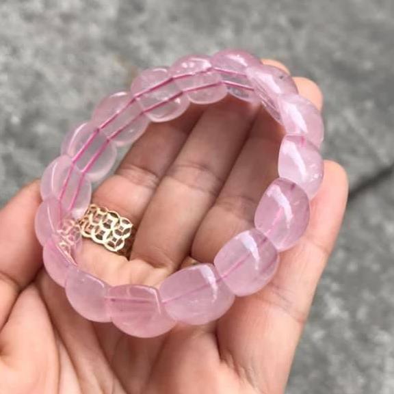 [HCM]VÒNG TAY THẠCH ANH HỒNG BẢN DẸP