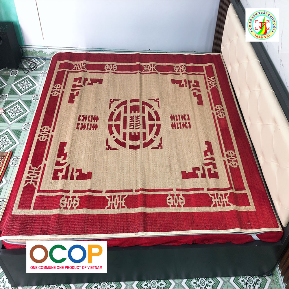 Chiếu Cói In Gấm - Chiếu Cói Thái Bình In Gấm Kích Thước 1m8x2m