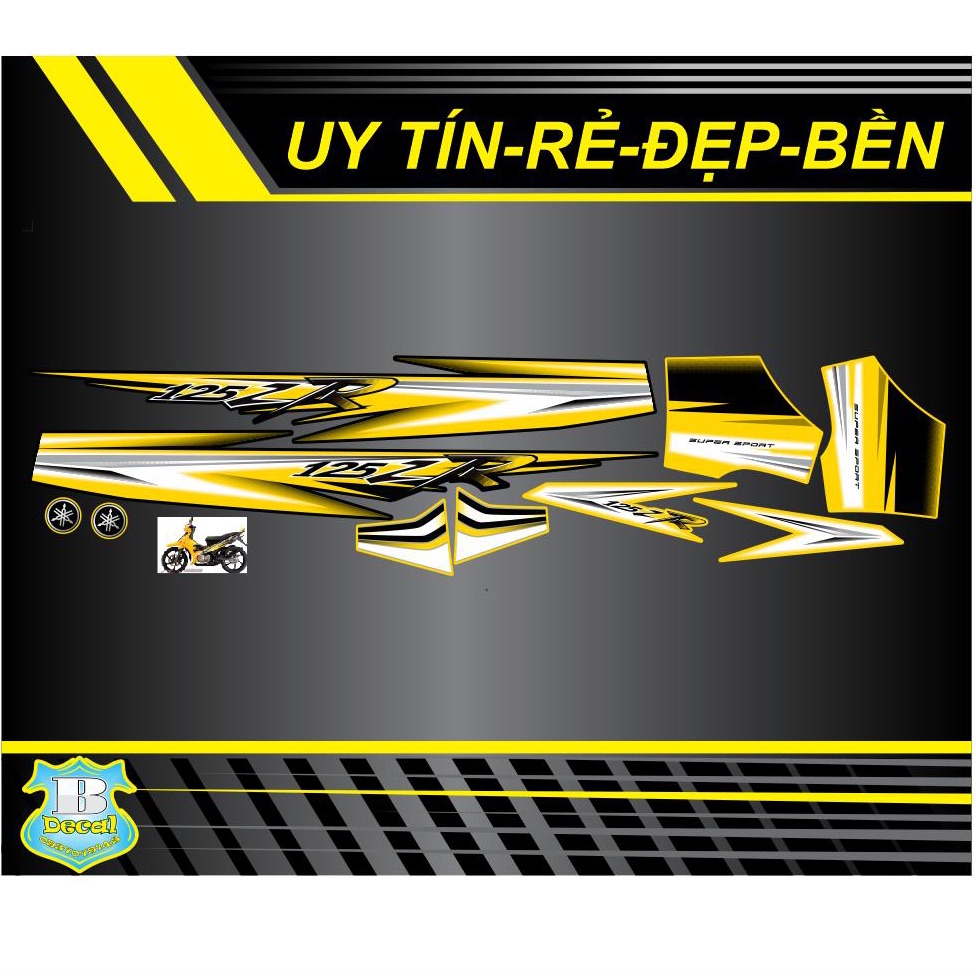 Tem rời Yaz 125ZR vàng đen