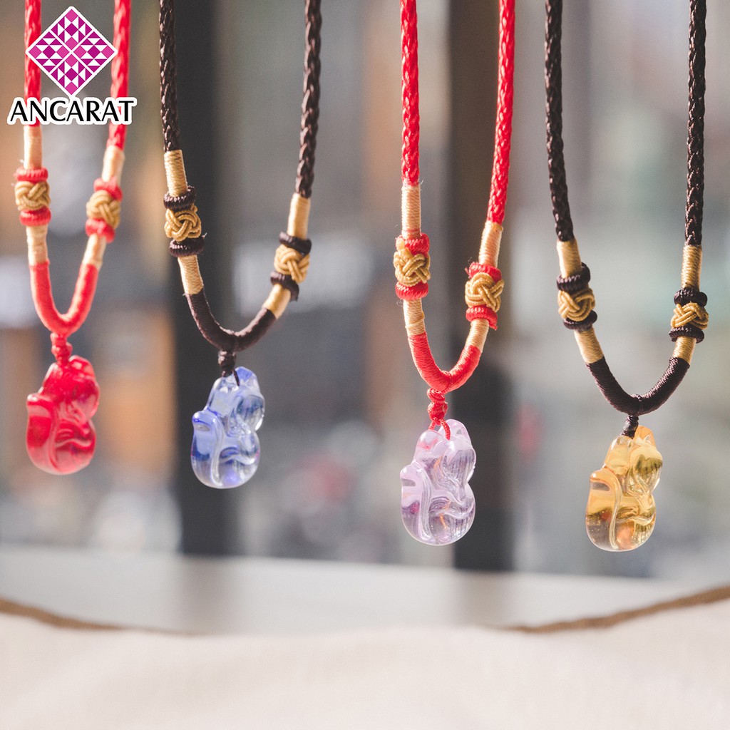 Mặt dây Hồ ly đá phong thủy (Mệnh Kim - Vàng) - ANCARAT
