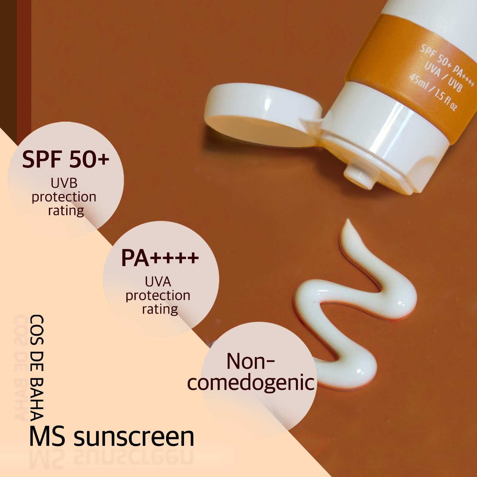 Cos De BAHA MS Sunscreen SPF 50+ PA++++(Cream 45ml/1.5 fl oz)