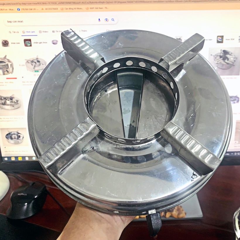 Combo bếp cồn và chảo gang nướng tiện dụng