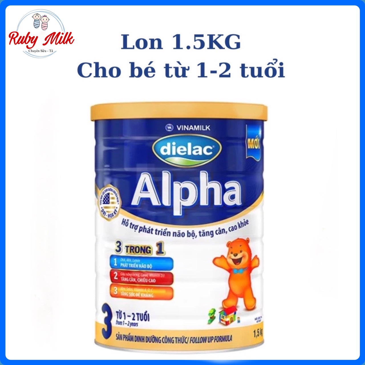 Date 6.2025] sữa bột dielac alpha 3 - lon 1,5kg