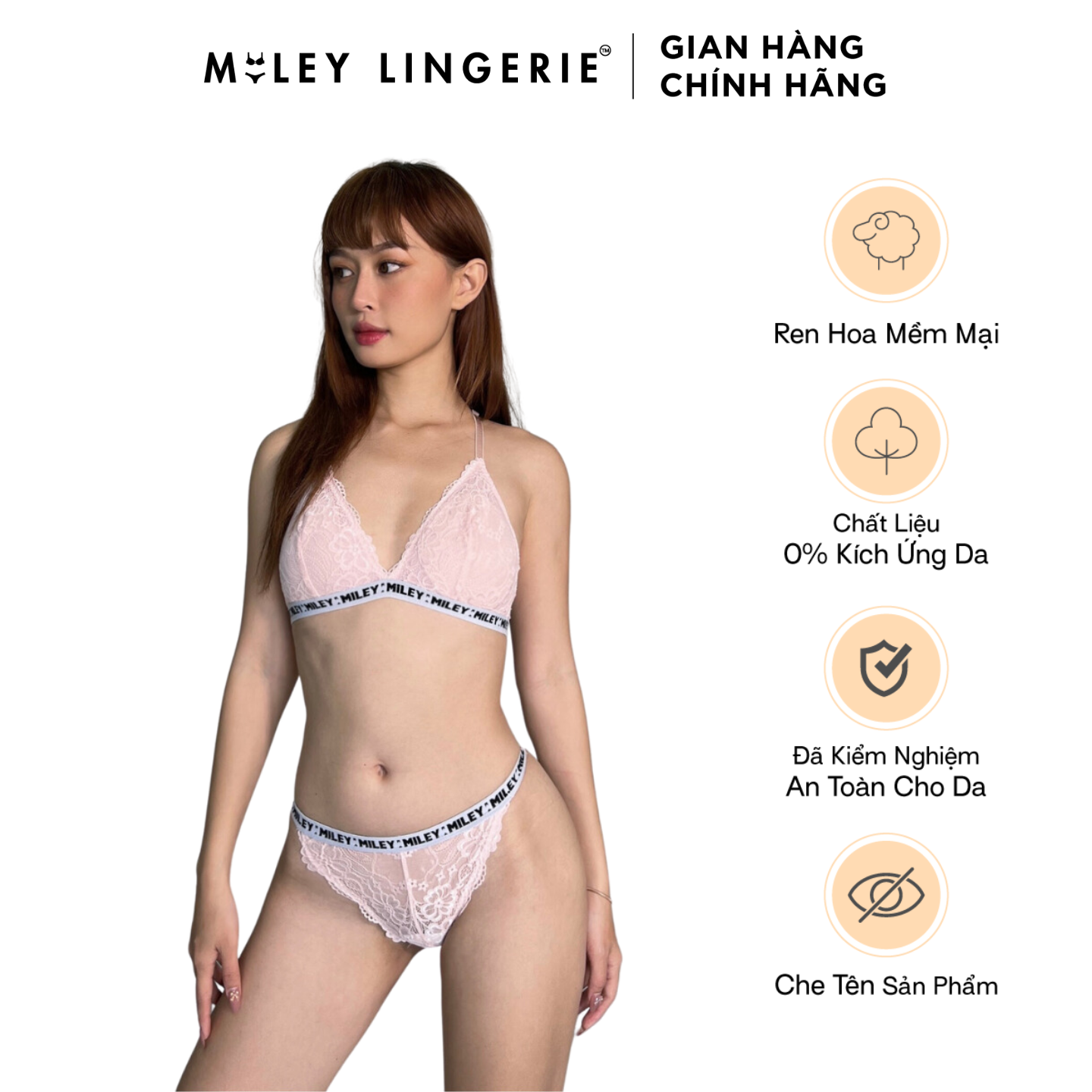 Áo Ngực Bralette Ren Không Gọng Không Mút Mềm mại MILEY LINGERIE