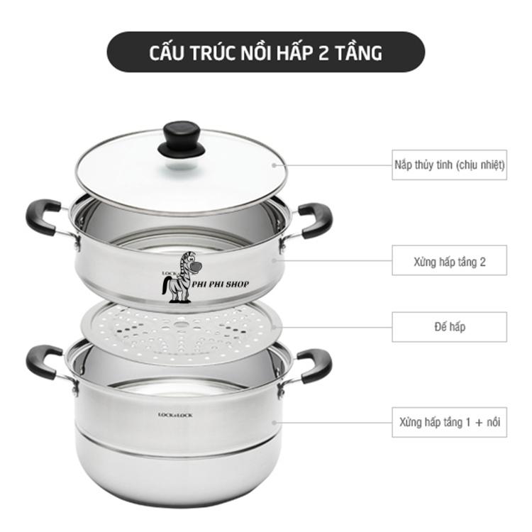 Bộ nồi hấp 2 tầng Lock&Lock Steamer Pot size 26cm/28cm