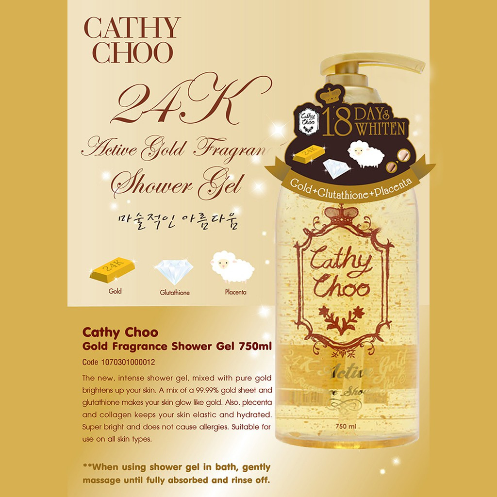 Sữa tắm trắng da Cathy Choo 24k Active Gold 750ml