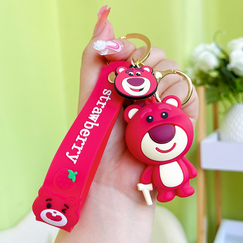 Móc khóa gấu dâu lotso kèm tag xịn sò