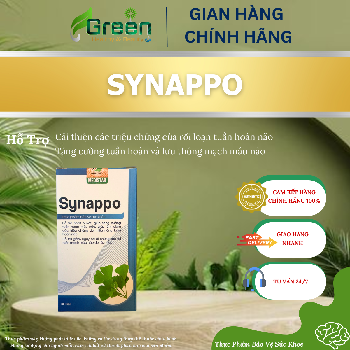 Synappo - hỗ trợ tuần hoàn não và rối loạn tiền đình