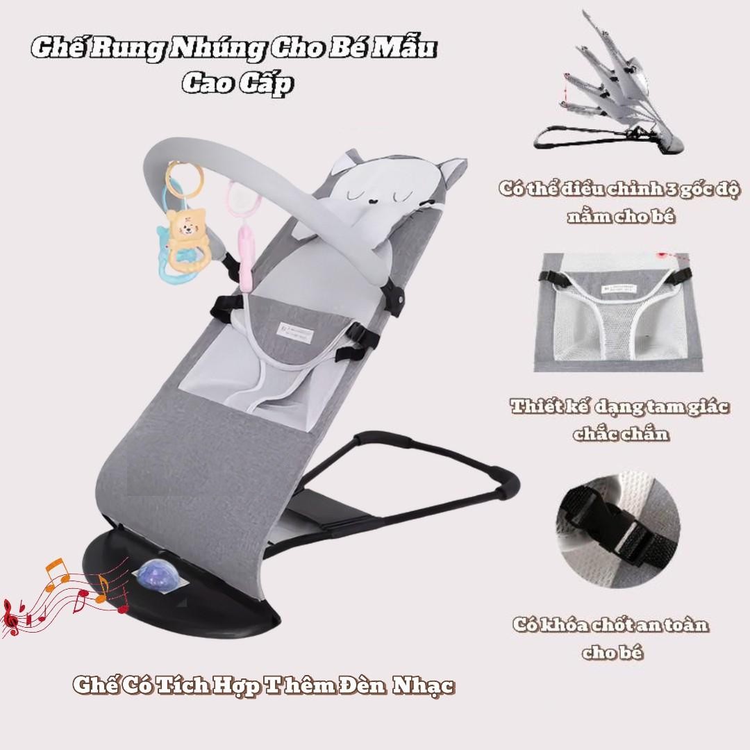 [Đèn + Nhạc] Ghế Rung Nhún Đa Năng Cho Bé Sơ Sinh