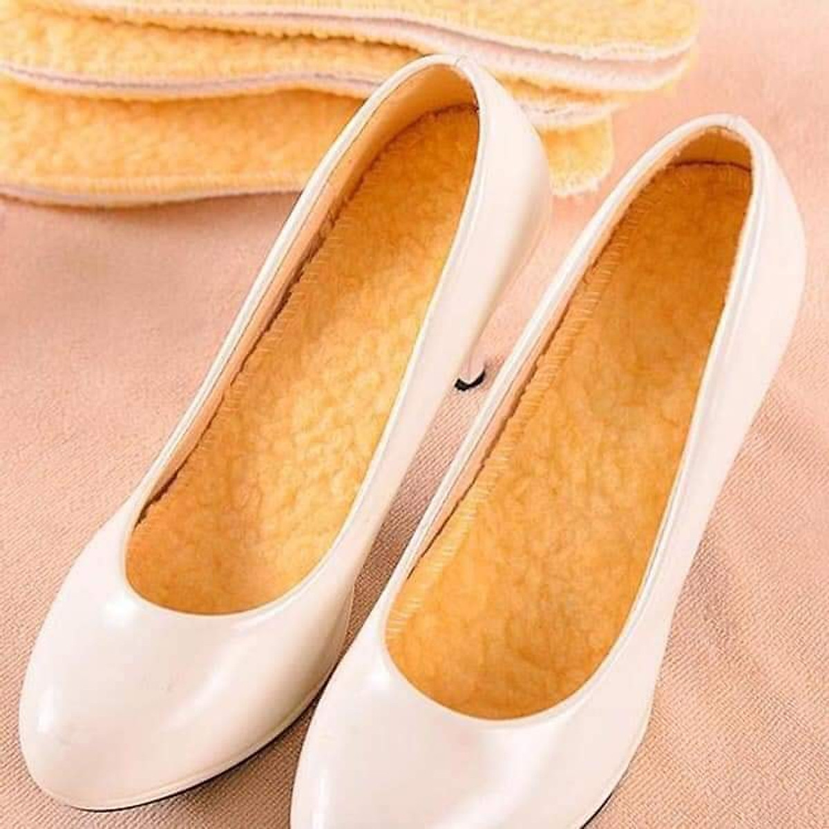 Combo 02 đôi  lót giày lông cừu màu vàng