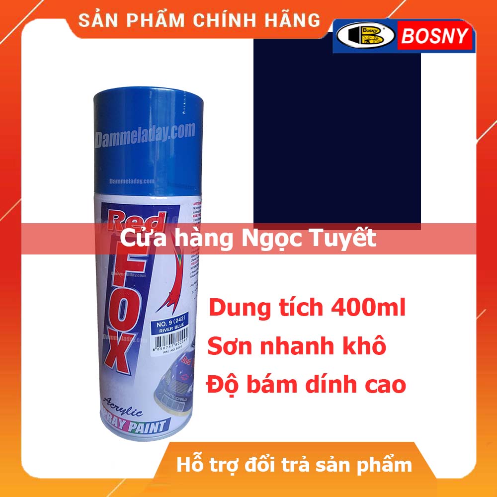 Sơn xịt màu xanh dương đậm (242)  Redfox, Sơn ô tô, xe máy dung tích 400ml - Nhập khẩu Thái Lan