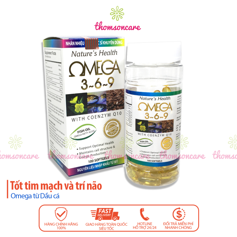 Omega 369 từ dầu cá chứa DHA EPA và dầu hoa anh thảo - Omega 3 6 9 Nature Health tốt cho mắt và tim mạch nhập khẩu