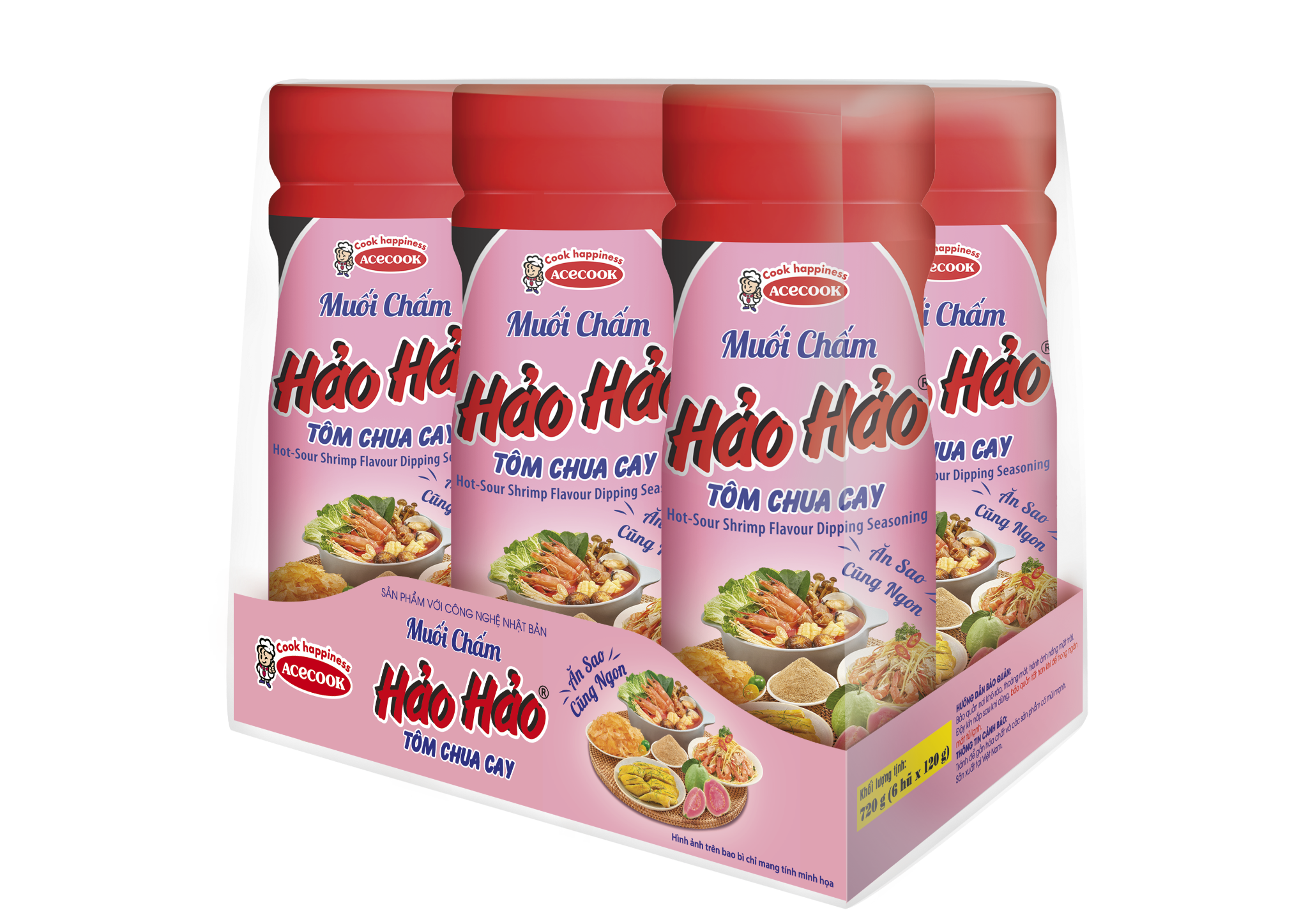 Muối chấm hảo hảo tôm chua cay hũ 120g - lốc 6 hủ - cty bát muội
