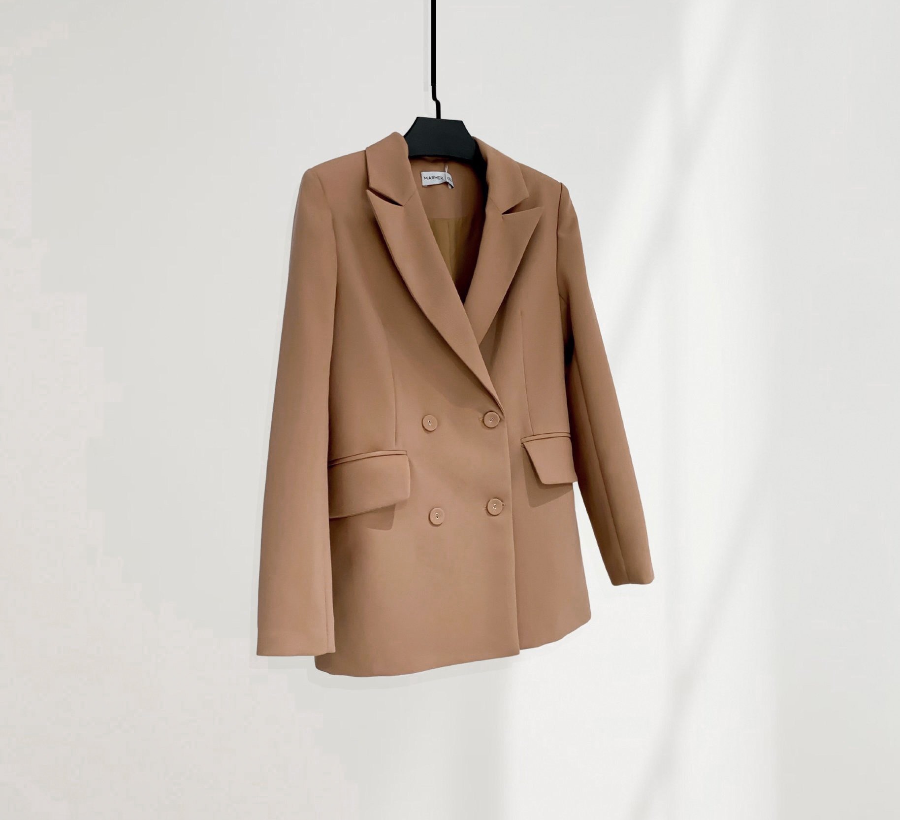 Maiimer - Áo blazer nâu cúc bọc Grace