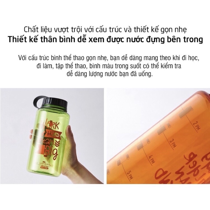 Bình Nước Thể Thao Nhựa Tritan LockLock Dung Tích 1L ABF610