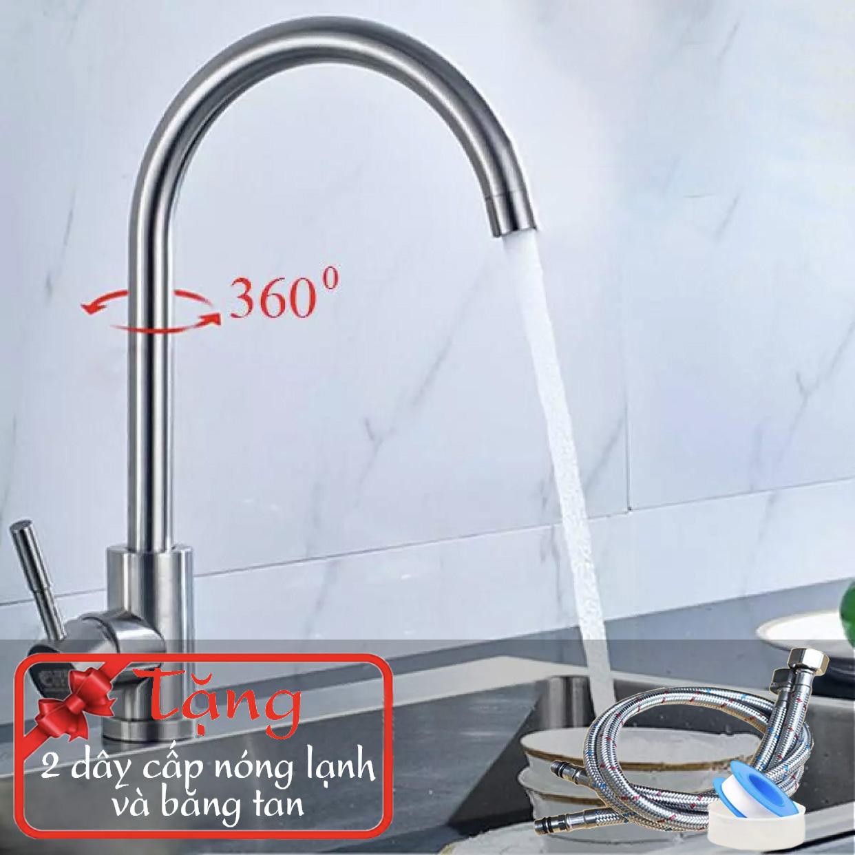 Vòi chậu rửa bát nóng lạnh inox 304