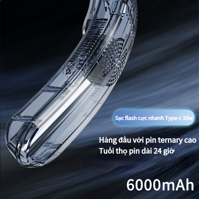 Quạt đeo cổ không cánh tích hợp chip bán dẫn công nghệ làm lạnh sâu, quạt đeo cổ mini pin lên tới 18 tiếng