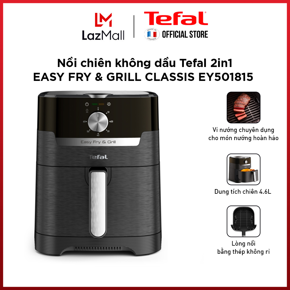 [DEAL ĐỘC QUYỀN] Nồi chiên, nướng không dầu cơ Tefal 2 trong 1 EY501815 - giỏ chiên 4.2l/1.2kg- Gian hàng chính hãng bảo hành 2 năm
